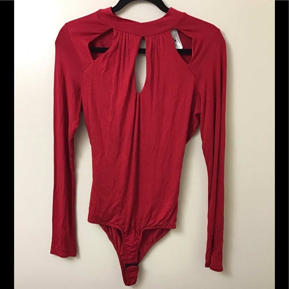 Red one piece bodysuit